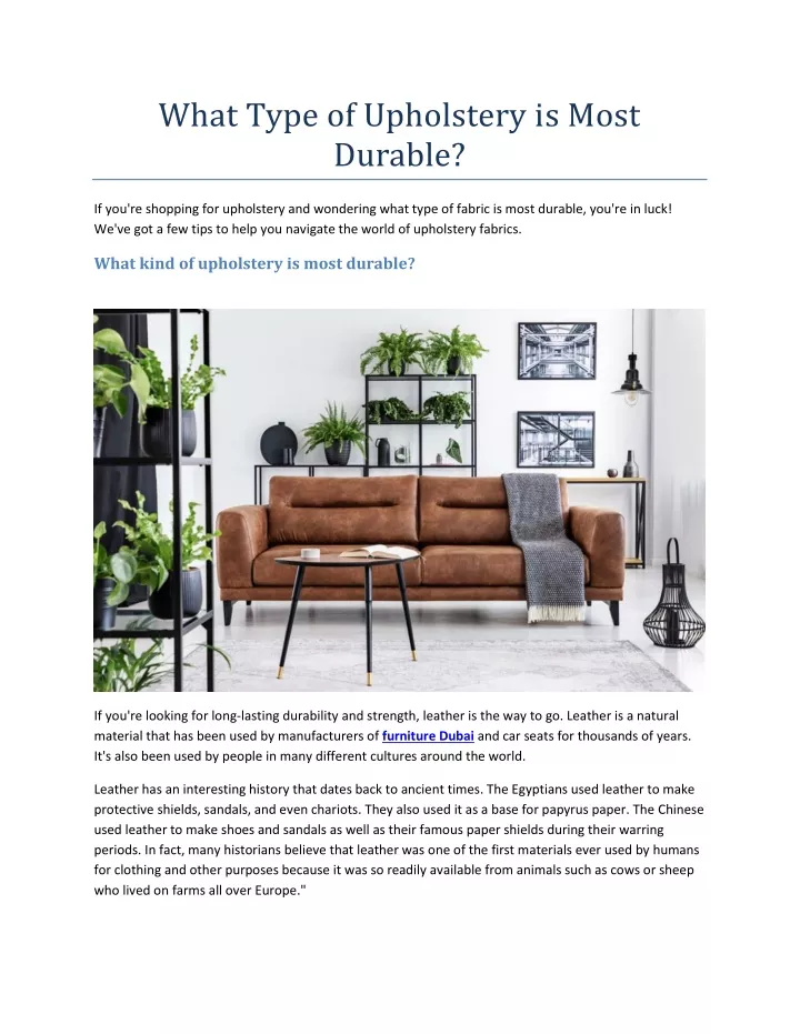 what type of upholstery is most durable