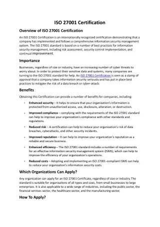 iso 27001 certification