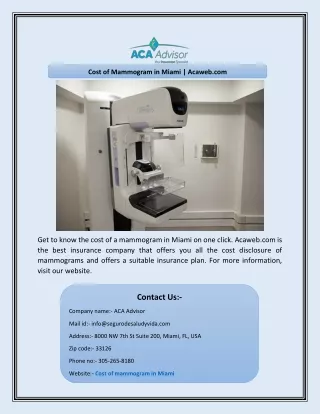 cost of mammogram in miami acaweb com