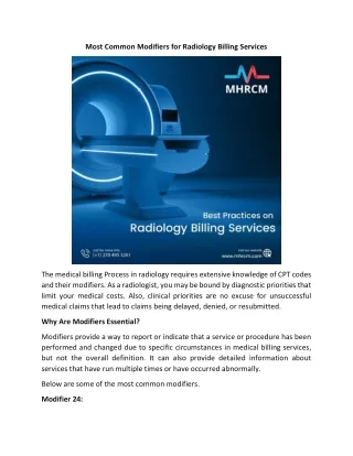 Most Common Modifiers for Radiology Billing Services