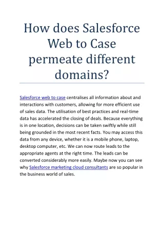 How does Salesforce Web to Case permeate different domains