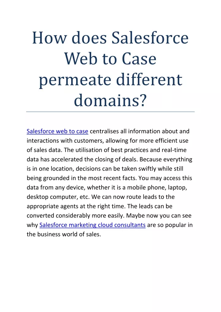 how does salesforce web to case permeate
