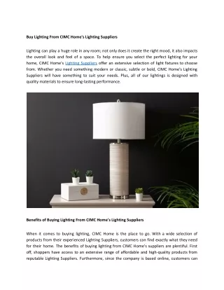 Buy Lighting From CIMC Home's Lighting Suppliers