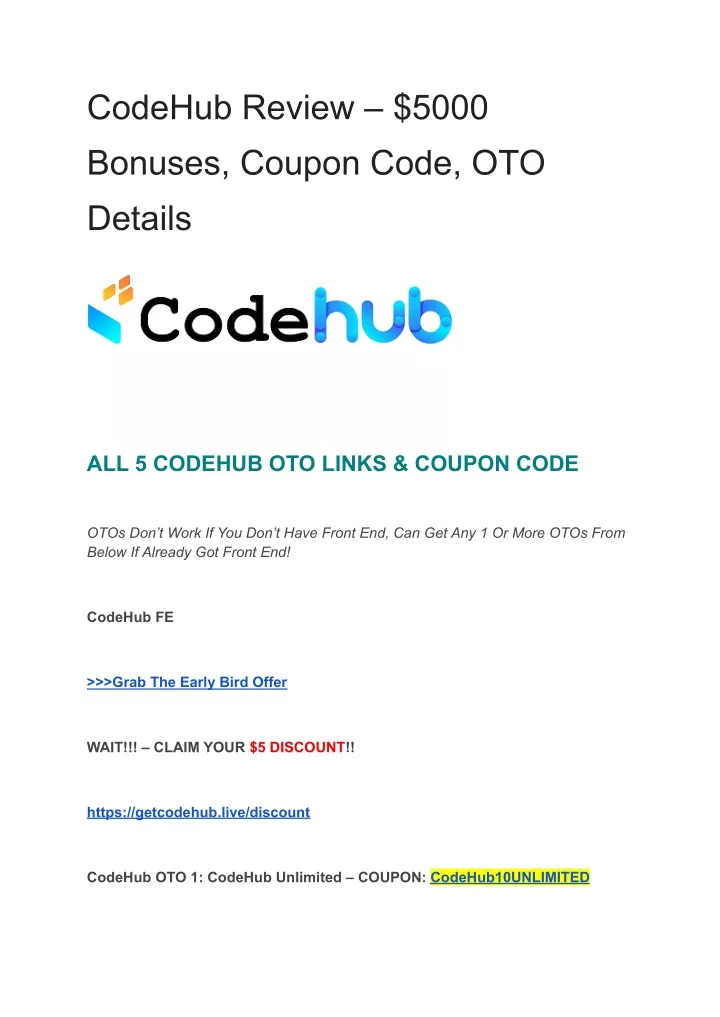 codehub review 5000 bonuses coupon code