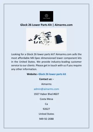 glock 26 lower parts kit aimarms com