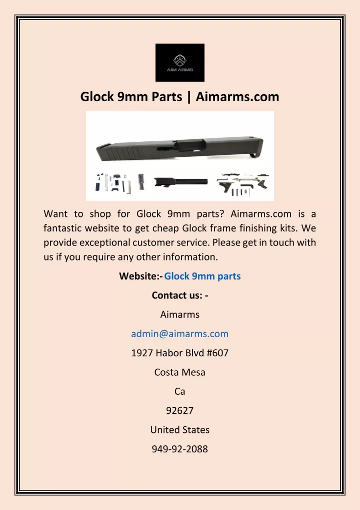 glock 9mm parts aimarms com