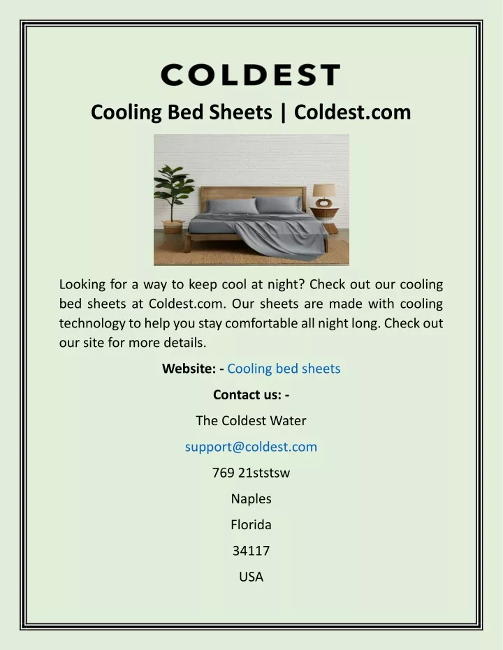 cooling bed sheets coldest com