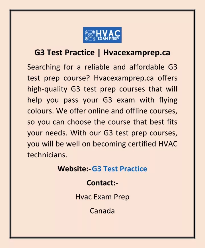 g3 test practice hvacexamprep ca