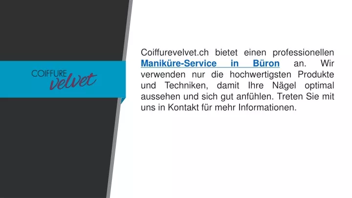 coiffurevelvet ch bietet einen professionellen