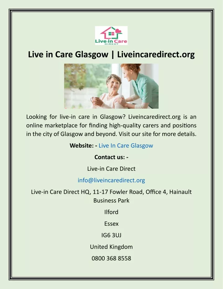 live in care glasgow liveincaredirect org