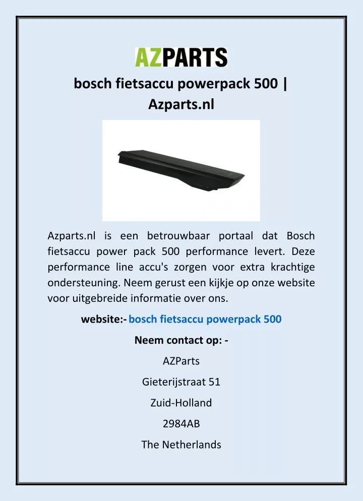 bosch fietsaccu powerpack 500 azparts nl