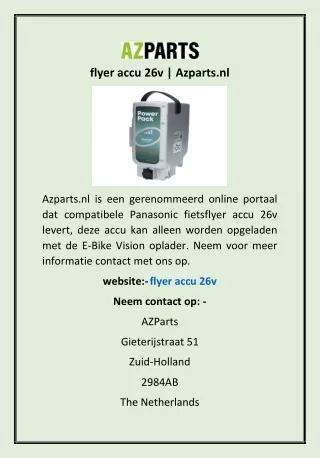 flyer accu 26v | Azparts.nl