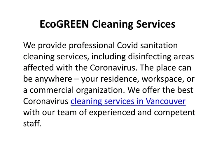 ecogreen cleaning services