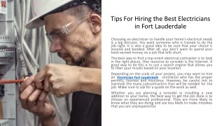 Tips For Hiring the Best Electricians in Fort