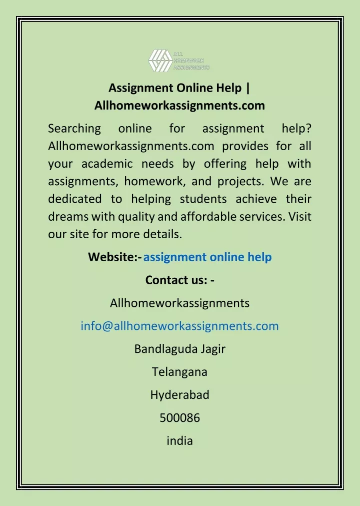 assignment online help allhomeworkassignments com