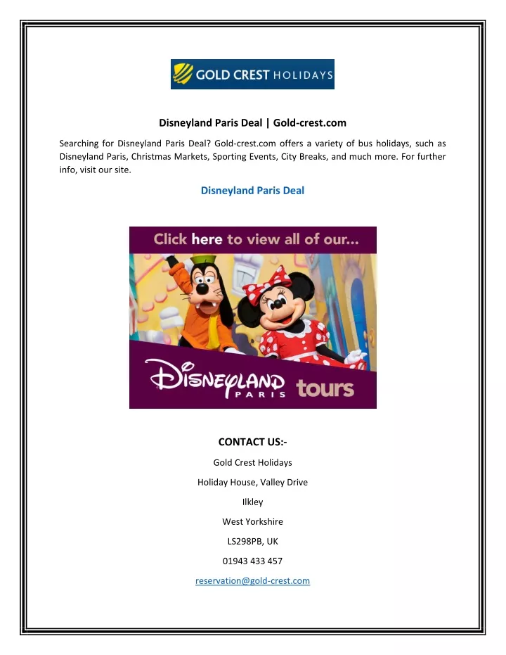 disneyland paris deal gold crest com