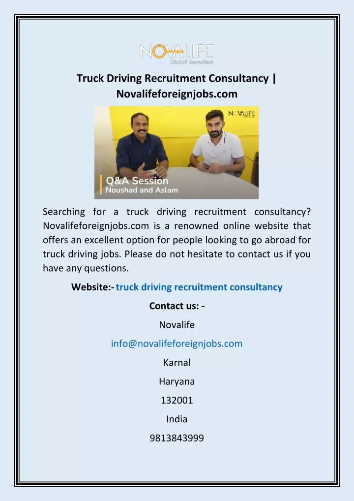 truck driving recruitment consultancy
