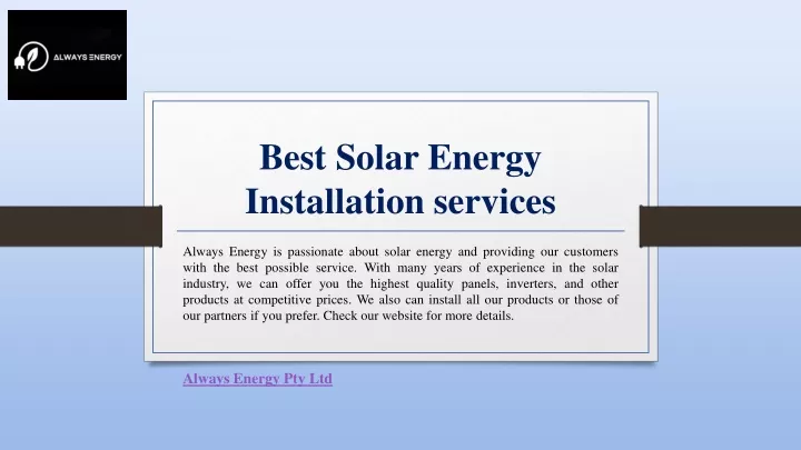 best solar energy installation services