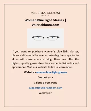 Women Blue Light Glasses | Valeriabloom.com
