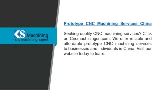 Prototype Cnc Machining Services China  Cncmachiningcn.com