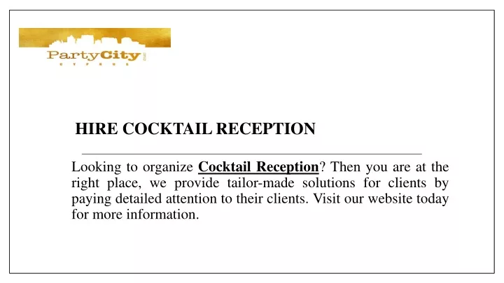 hire cocktail reception