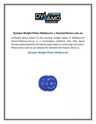 Bumper Weight Plates Melbourne  Dynamofitness.com.au