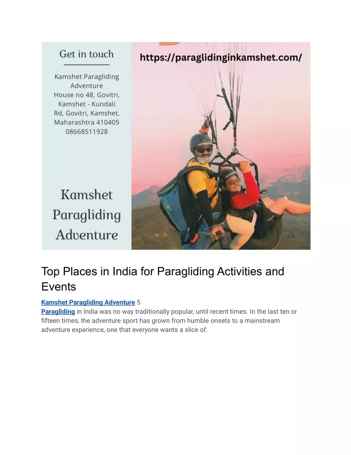 top places in india for paragliding activities