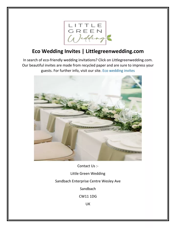 eco wedding invites littlegreenwedding com