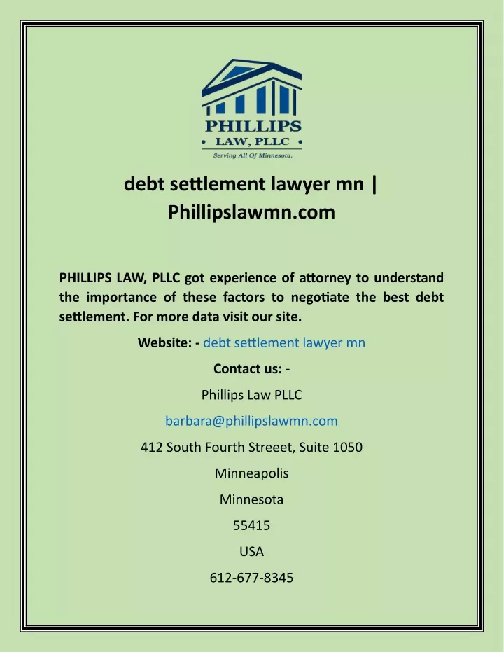 debt settlement lawyer mn phillipslawmn com