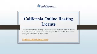 California Online Boating License | Safe2boat.com