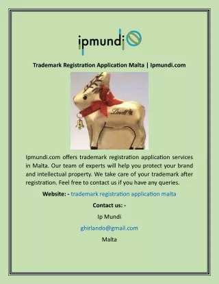Trademark Registration Application Malta  Ipmundi