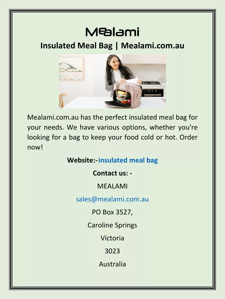 insulated meal bag mealami com au