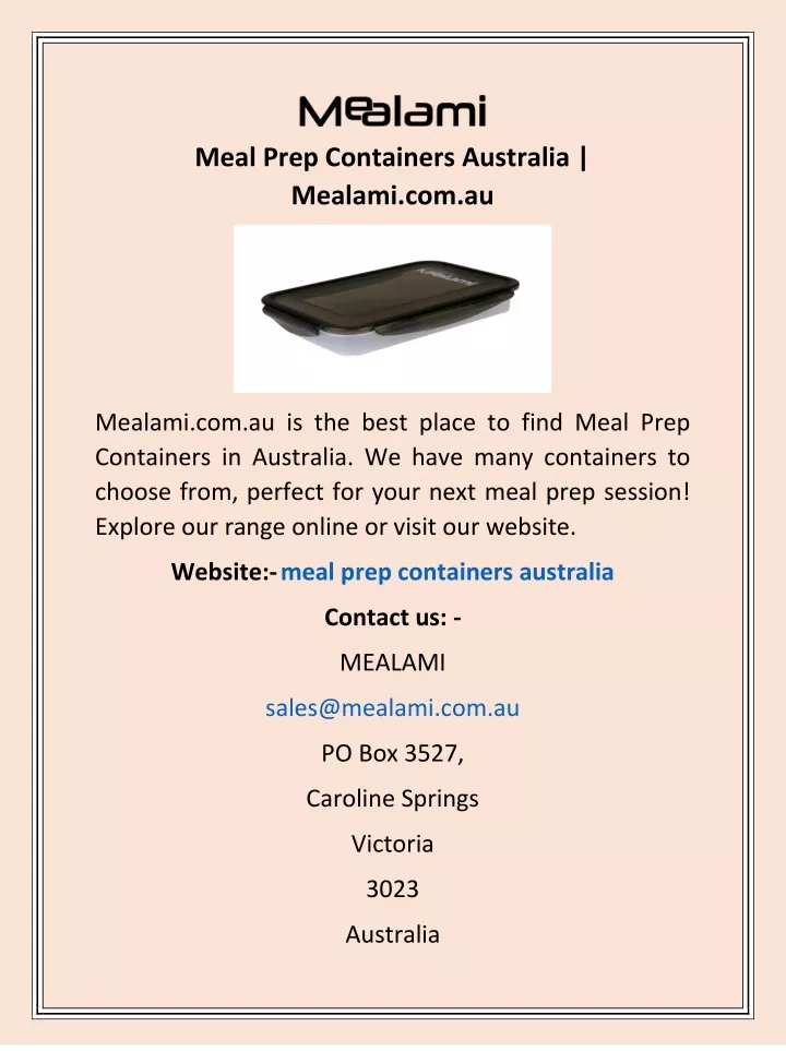 meal prep containers australia mealami com au