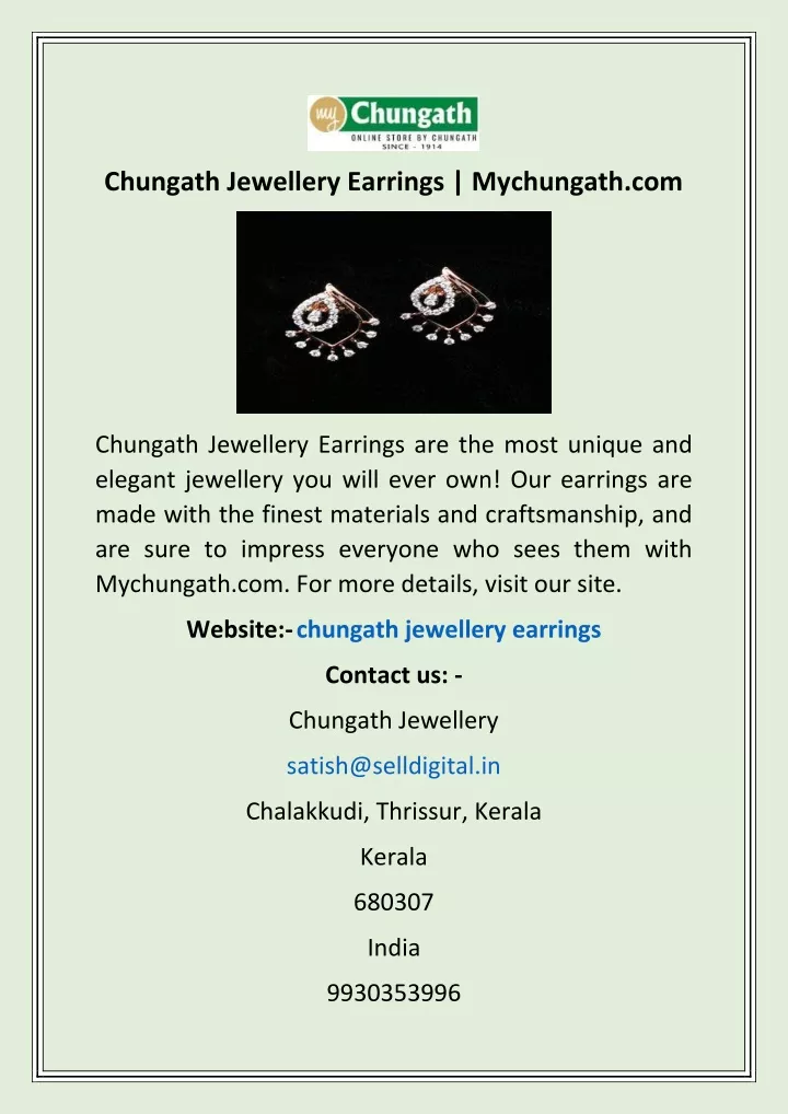 chungath jewellery earrings mychungath com