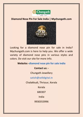 Diamond Nose Pin For Sale India | Mychungath.com
