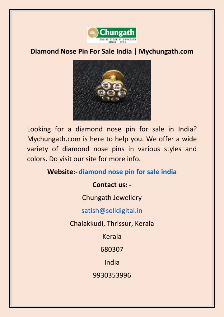 diamond nose pin for sale india mychungath com