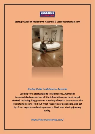 Startup Guide in Melbourne Australia | Lessonsatstartup.com