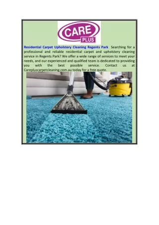Residential Carpet Upholstery Cleaning Regents Park  Carepluscarpetcleaning.com.au
