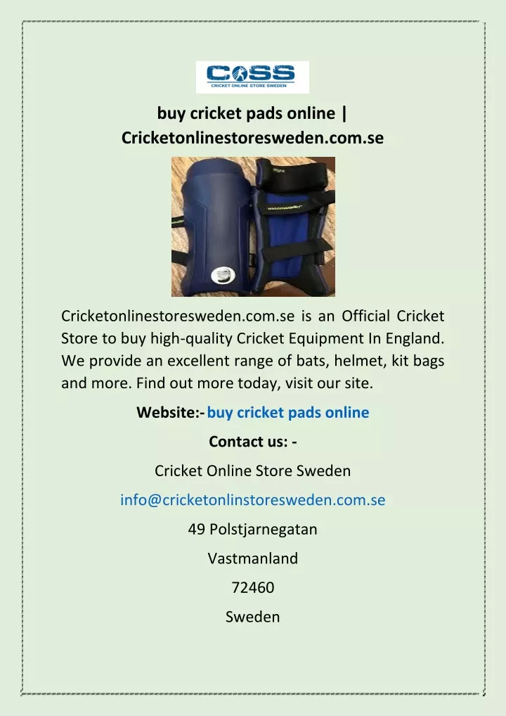 buy cricket pads online cricketonlinestoresweden