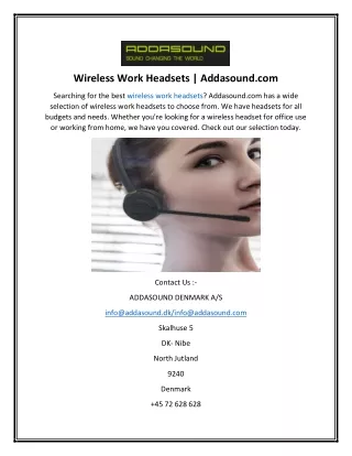 Wireless Work Headsets  Addasound.com
