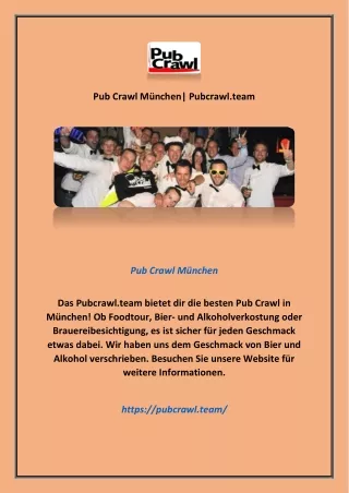Pub Crawl München| Pubcrawl.team