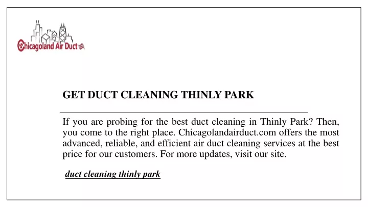 get duct cleaning thinly park