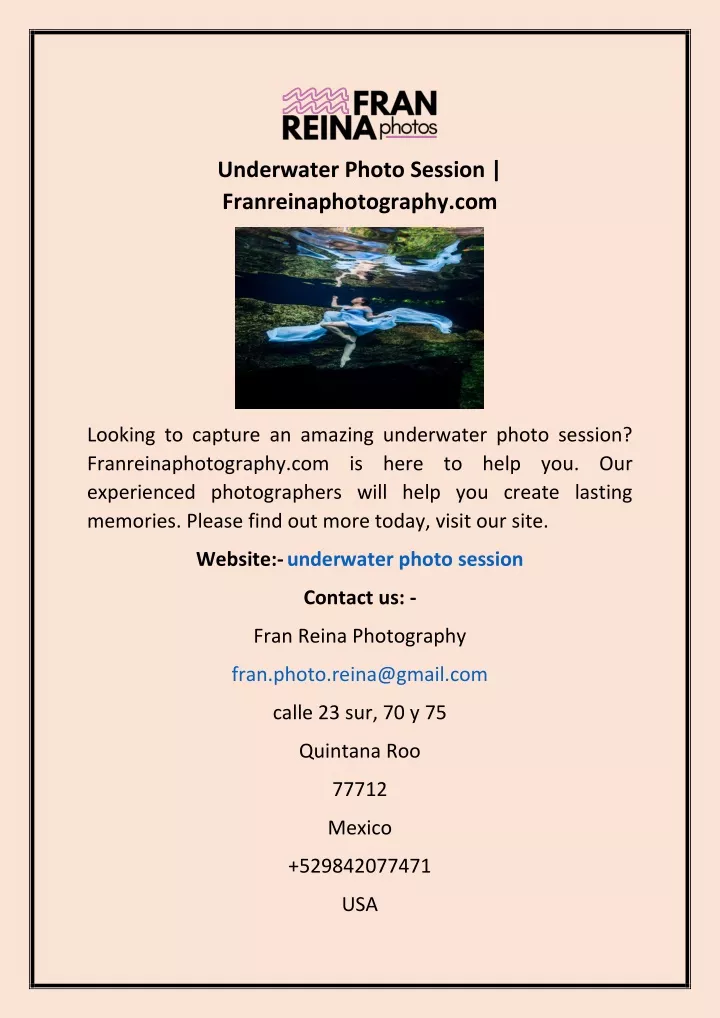 underwater photo session franreinaphotography com