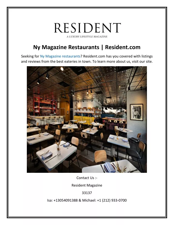 ny magazine restaurants resident com