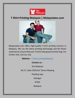 T Shirt Printing Malaysia  Malaysiatee