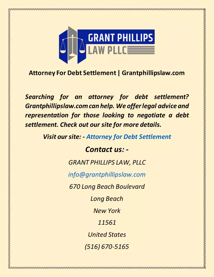 attorney for debt settlement grantphillipslaw com