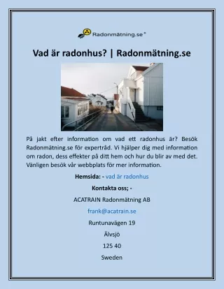 Vad är radonhus  Radonmätning.se