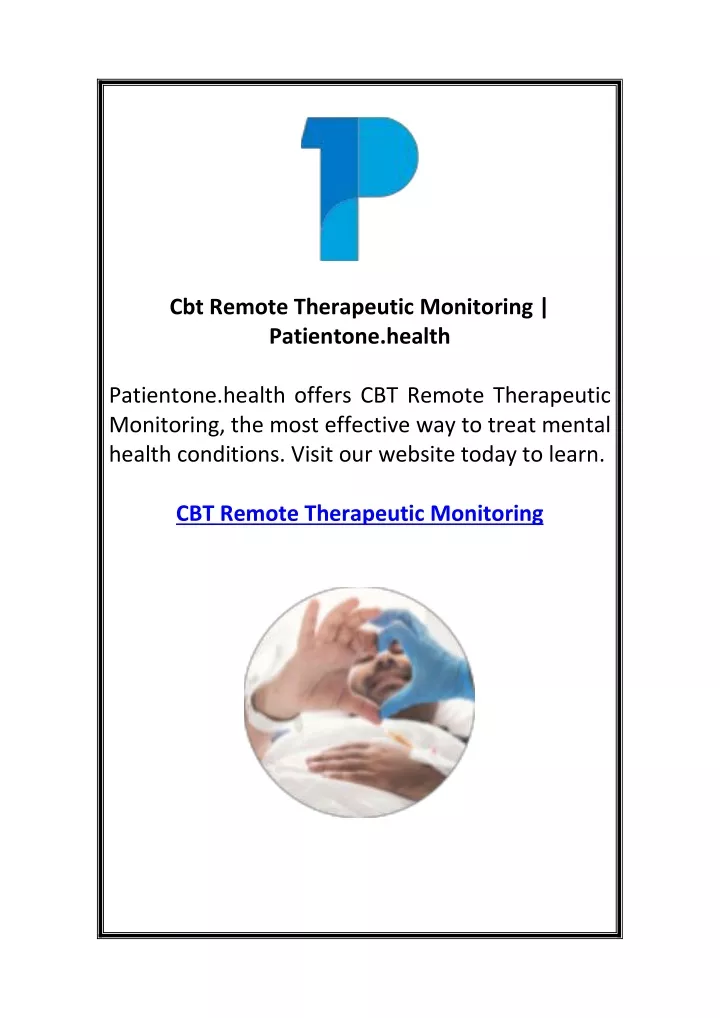 cbt remote therapeutic monitoring patientone