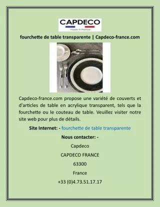 fourchette de table transparente capdeco france