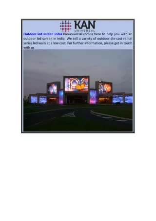 Outdoor Led Screen India  Kanuniversal.com